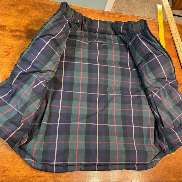 Eddie Bauer Men’s goose down puffer bomber best hunter green plaid size medium - Picture 10 of 10
